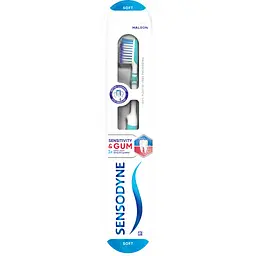 Зубна щітка Sensodyne Чутливість зубів та захист ясен, м'яка, білий з блакитним