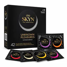 Набір презервативів SKYN Unknown Pleasures 42 шт безлатексні поліізопренові 53 мм мікс 6 видів Elite Intense Feel Hot Cocktail