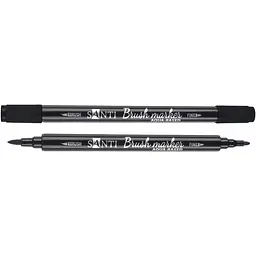 Маркер акварельний Santi Brush Marker SWB-32 чорний двосторонній 6 шт. (391088)