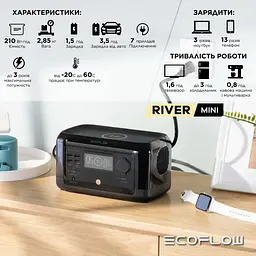 Зарядна станція EcoFlow RIVER mini (210 Вт·г) (43-00344) - мініатюра 3