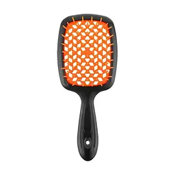 Гребінець щітка для волосся Superbrush Plus Hollow Comb Чорно-жовтогарячий Черно-оранжевый 86888