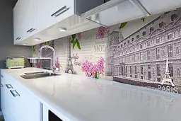 Кухонний фартух Весна в Парижі вінілова наклейка Ейфелева вежа Бузок Сірий 65х250 см Happy Pocket Z180640 - мініатюра 6