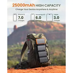 Портативний зарядний пристрій Addtop Solar Charger 25000 mAh - 3A швидка зарядка для телефону PD4.0 QC 3.0 - мініатюра 3