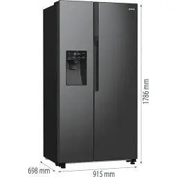Холодильник Gorenje SBS 179х70х92 см 2 двері 376(190) л А++ NF+ Інв. диспенсер генератор льоду Зовн. Диспл чорний - мініатюра 6