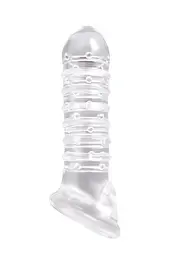 Насадка на член NS Novelties Ribbed Sleeve, +2 см (прозорий)