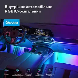 Набір розумного підсвічування для автомобіля Govee H7090 Interior Car Lights, RGBIC, Bluetooth, чорний - мініатюра 2