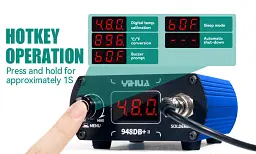 Паяльна станція Yihua 948DB+ II Точне регулювання температури / з жалом T12 / 200-480°C / 3 канали пам'яті / 75 Вт (19453) - мініатюра 5