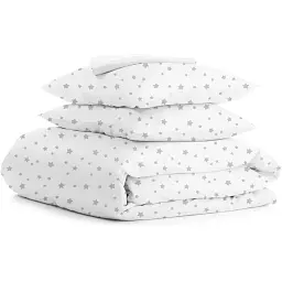 Комплект постільної білизни Cosas євро з простирадлом на резинці GREY STARS CS4 200 x 220 см (StarGrey_El-White_200)