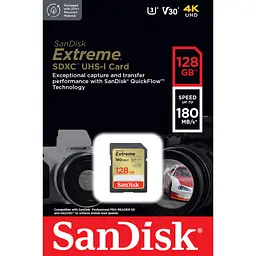 Карта пам'яті SanDisk 128GB SD class 10 UHS-I Extreme (SDSDXVA-128G-GNCIN) - мініатюра 3