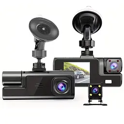 Відеореєстратор на 3 камери DashCam (спереду + позаду + салон) FullHD - мініатюра 1