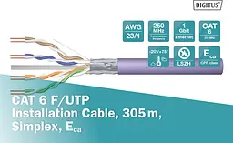 Кабель Digitus CAT 6 F-UTP, 305m, AWG 23/1, LSZH-1, фіолетовий - мініатюра 2