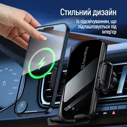 Універсальний автотримач ColorWay FlameGrip, автозажим, Wireless Charger 15W Black (CW-CHAW070Q-BK) - мініатюра 11