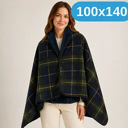 Універсальний плед-халат-шаль Solve у синю клітинку 100 x 140 см (KT9000904)
