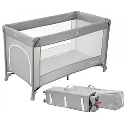 Дитяче ліжечко-манеж 125x65 см до 15 кг з колесами та сумкою, сіре (49675848), Сірий
