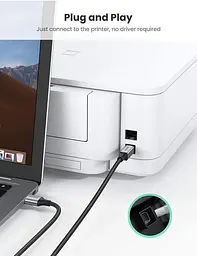 Кабель UGREEN US369 USB 2.0 to USB type B USB Printer Cable для принтерів, сканерів, БФП 1.5 м Black (80802) - мініатюра 5