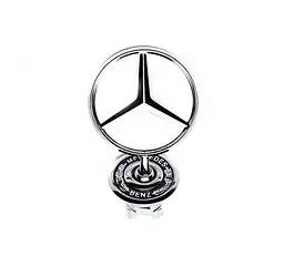 Емблема приціл на капот Mercedes-Benz Хром+Чорний напис W124 (РЕСТАЙЛ) W210 W202 W203 W204 W221 W211 W212 W222 метал (Завод) - мініатюра 4