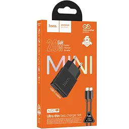 МЗП Hoco N72 Speed ultra-thin PD20W (1USB-C) + кабель Type-C to Type-C Black - мініатюра 2
