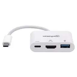 Док-станція USB3.1 Type-C --> HDMI/USB 3.0/PD 60W 4-in-1 Білий Manhattan - мініатюра 3