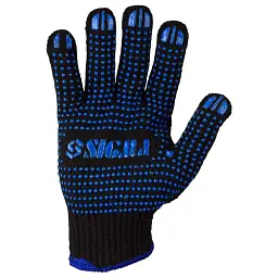 Рукавички трикотажні з ПВХ крапкою р10 Оптима (чорні) КРАТНО 12 парам SIGMA (9442531) - мініатюра 3