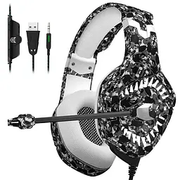 Дротова ігрова гарнітура Onikuma Gaming with LED K1 Pro, USB, 3.5mm, 2.2m, Camouflage-Grey - мініатюра 3
