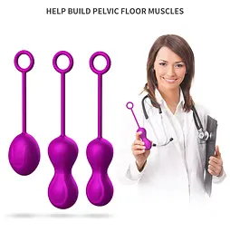 Набір вагінальних кульок Foxshow Kegel Balls Set, 3 шт., фіолетовий - мініатюра 6