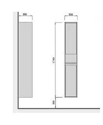 Пенал Мойдодир Oslo П-33-А Loft бетон з білим матом підвісний, Сірий - мініатюра 2