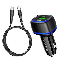 Автомобільний зарядний пристрій BOROFONE BZ14A Mercury PD20W+QC3.0 2USB/3A+ Cable Type-C to Type-C чорний - мініатюра 4