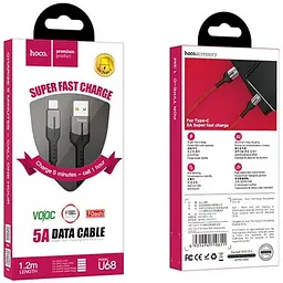 USB Cable Hoco U68 Gusto Flash Type-C Black 1.2m (5A) - мініатюра 2