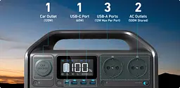 Зарядна станція Anker 535 PowerHouse 500W [A1751311] EU [76668] - мініатюра 3