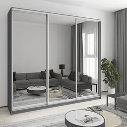 Шафа-купе тридверна MebelStar Комбо AL 3 Дзеркала 260x45x240 см Антрацит (MBS-2186)