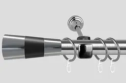 Карниз для штор металевий, однорядний 19 мм, Сталь Валео (сталь+чорний) 300 см