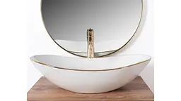Умивальник Rea Royal Gold Edge 36x62,5 white (REA-U8570), Глянцева - мініатюра 3