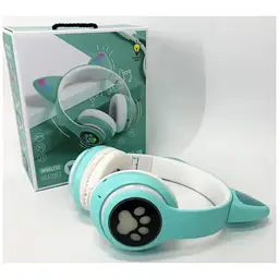 Бездротові дитячі навушники Cat Ear STN-28 Bluetooth з котячими вушками, що світяться бірюзові - мініатюра 8