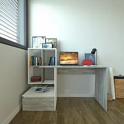 Стіл комп'ютерний Moreli Forte Erland 1450х1116х516 мм Білий/Бетон (zg-s5-beton-white) - мініатюра 2
