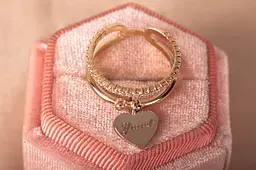 Каблучка з жовтого і білого золота з сердечком 18 K-0245 - мініатюра 2