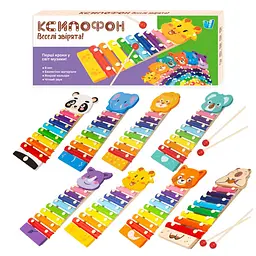 Дерев'яний ксилофон «Тварини» 35692 WToys 8 нот З молоточками - мініатюра 2