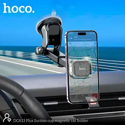 Автотримач для телефону затискач під вагою HOCO DCA13 PLUS Чорний - мініатюра 6