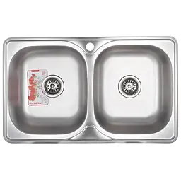Кухонна мийка Zerix Z7848D-08-180E Double satin ZS0578, Нержавіюча сталь