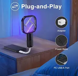Портативна мухобійка від USB електрична пастка від комарів мух знищувач комах Electric Mosquito Swatter UKC 3945 - мініатюра 8