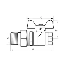Кран кульовий з американкою Nolf 1/2" прямий №921 (NF2961) - мініатюра 2