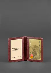 Шкіряна обкладинка для ID-паспорта і водійського повсідчення 4.0 бордова - мініатюра 3