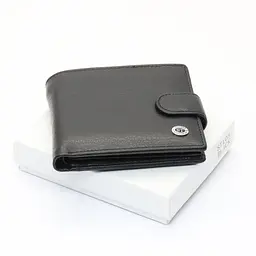 Чорне чоловіче портмоне з натуральної шкіри з фіксацією ST Leather ST103 9,5 см - мініатюра 7