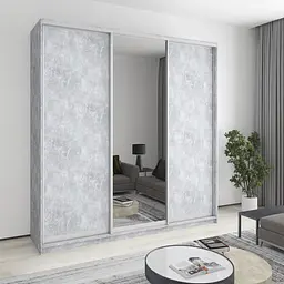 Шафа-купе тридверна MebelStar Комбо AL 2ДСП/Дзеркало 230x60x240 см Бетон (MBS-2153)