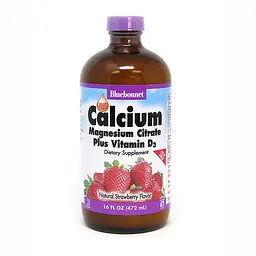 Вітаміни та мінерали Bluebonnet Nutrition Calcium Magnesium Citrate plus Vitamin D3, 472 мл - Полуниця