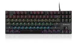Клавіатура Real-El M 05 Grey, USB, механічна (перемикачі Huano синій), RGB підсвічування (20 режимів), NKRO, металева основа, 87