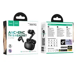 Навушники Bluetooth Hoco EQ34 Plus Rima true wireless ANC BT headset(App) Black - мініатюра 2