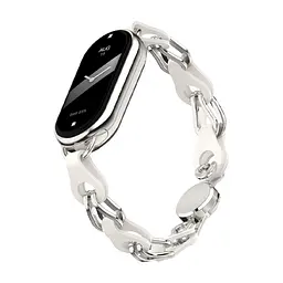 Металевий ремінець для Xiaomi Smart Band 10/9/8, Chain Wristband, срібний, браслет з нержавіючої сталі та штучної шкіри для фітнес-трекера, ArmorStandart (ARM86889)