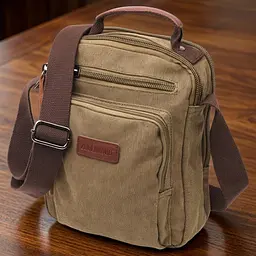 Містка вертикальна сумка для чоловіків із текстилю Vintage 22238 оливковий