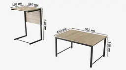 Стіл журнальний приставний Террі Комбо Ferrum-decor 345x662x440 Чорний метал ДСП Дуб Сонома 16 мм (FRD-105139) - мініатюра 3