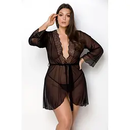 Эротический пеньюар Passion Amberly Peignoir, 4XL/5XL (черный)